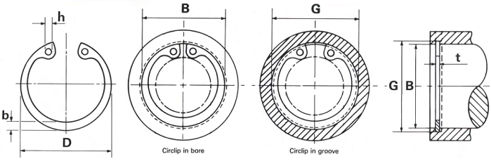 D1300/0095 9.5mm Internal Circlip (Pack of 100)