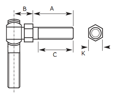 MBL-M12S 12mm Left Hand Studded Rod End Bearing
