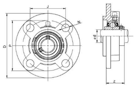 1.3/8inch Cartridge Bearing MFC1.3/8 - UCFCX07-22 LDK - Heavy Duty