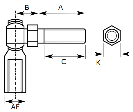 FPL-05S 5/16inch Studded Left Hand Rod End Bearing