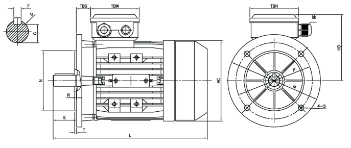 TEC Electric Motor 5.5kW 4 Pole B5 Flange Mounted